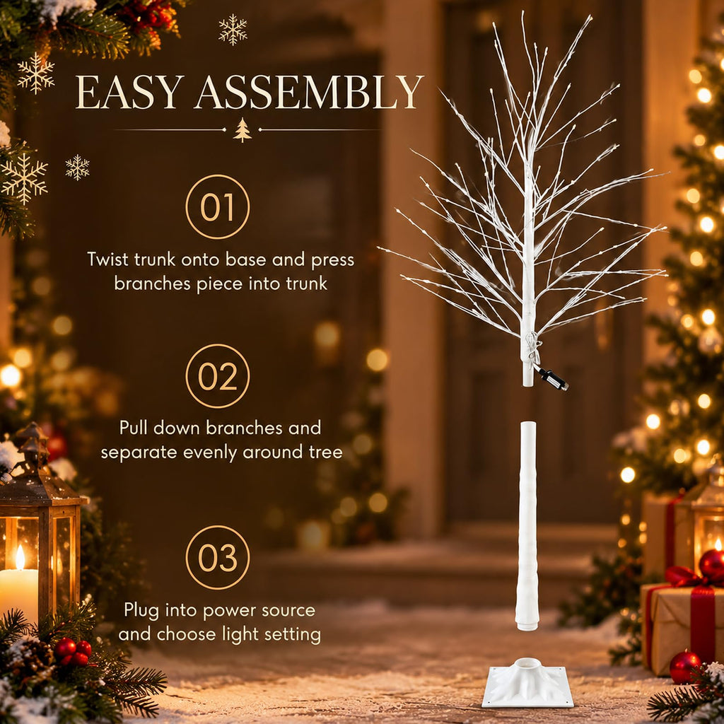4 Pack Lighted Birch Tree M31814