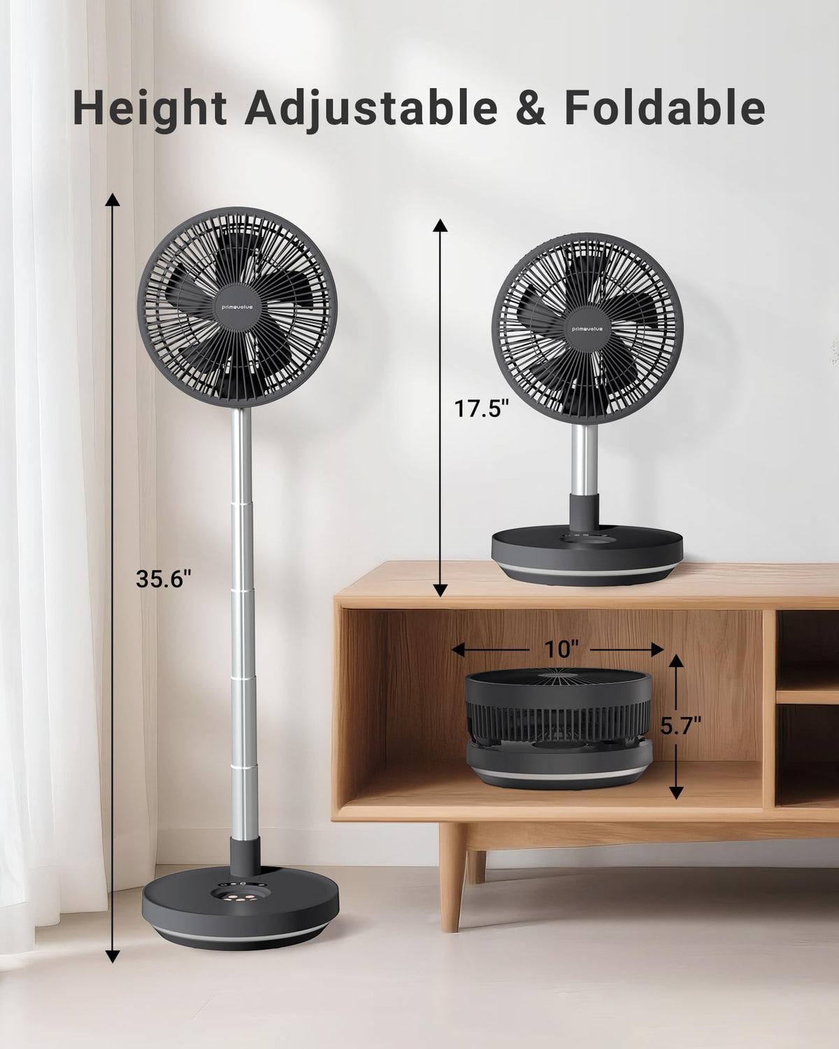10" Portable Oscillating Fan with 10000mAh Rechargeable Battery S4285