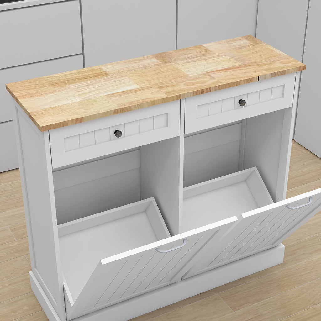 White 2 Drawer Tilt Out Trash Cabinet Y7511