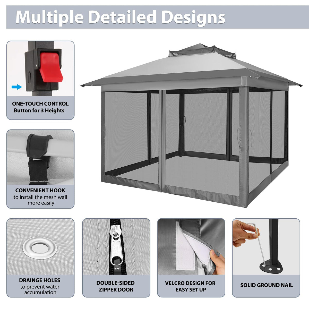 11x11 Pop Up Gazebo Canopy Tent with Mosquito Net F41495