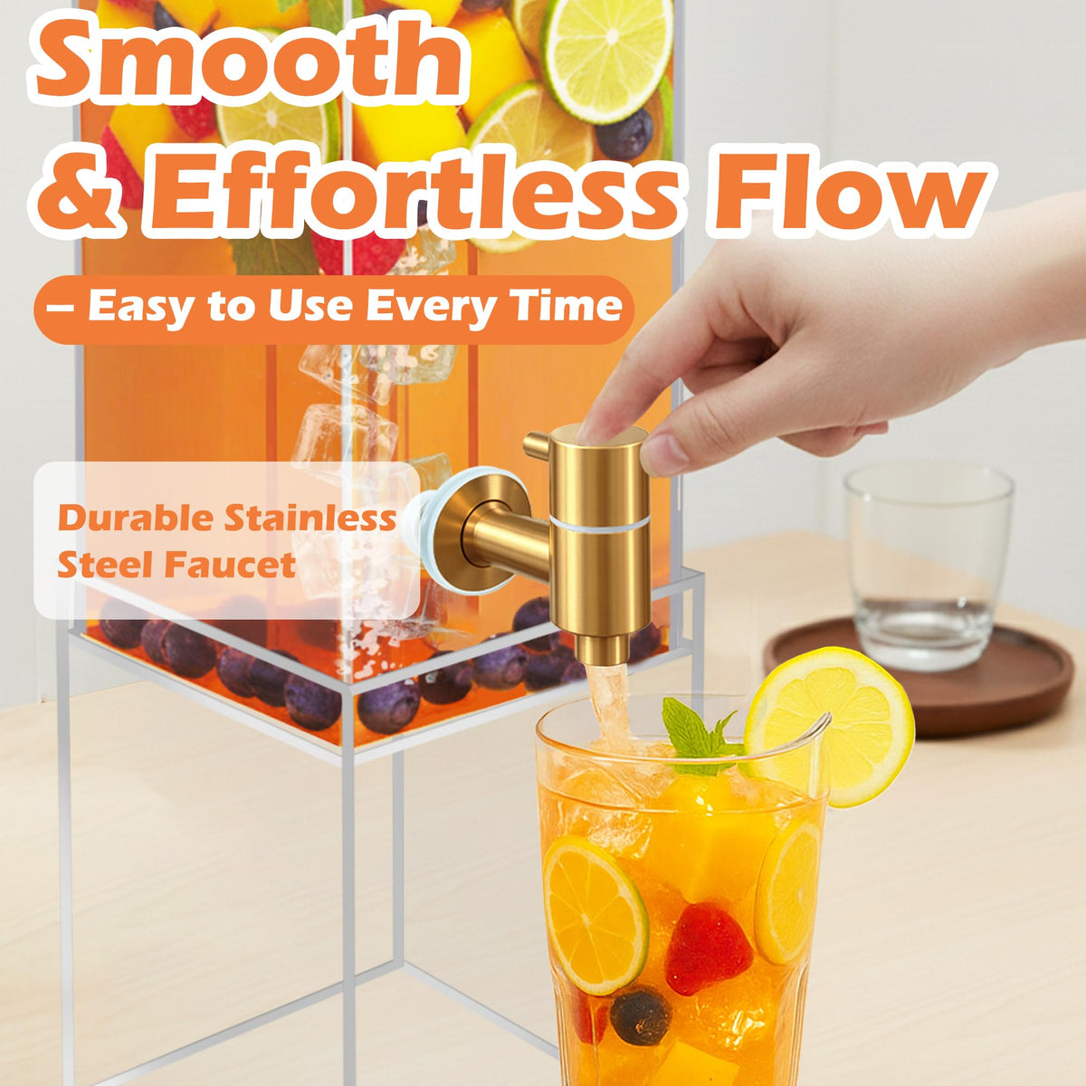 2 Gallon Drink Dispenser with Airtight Valve and Acrylic Stand P34245