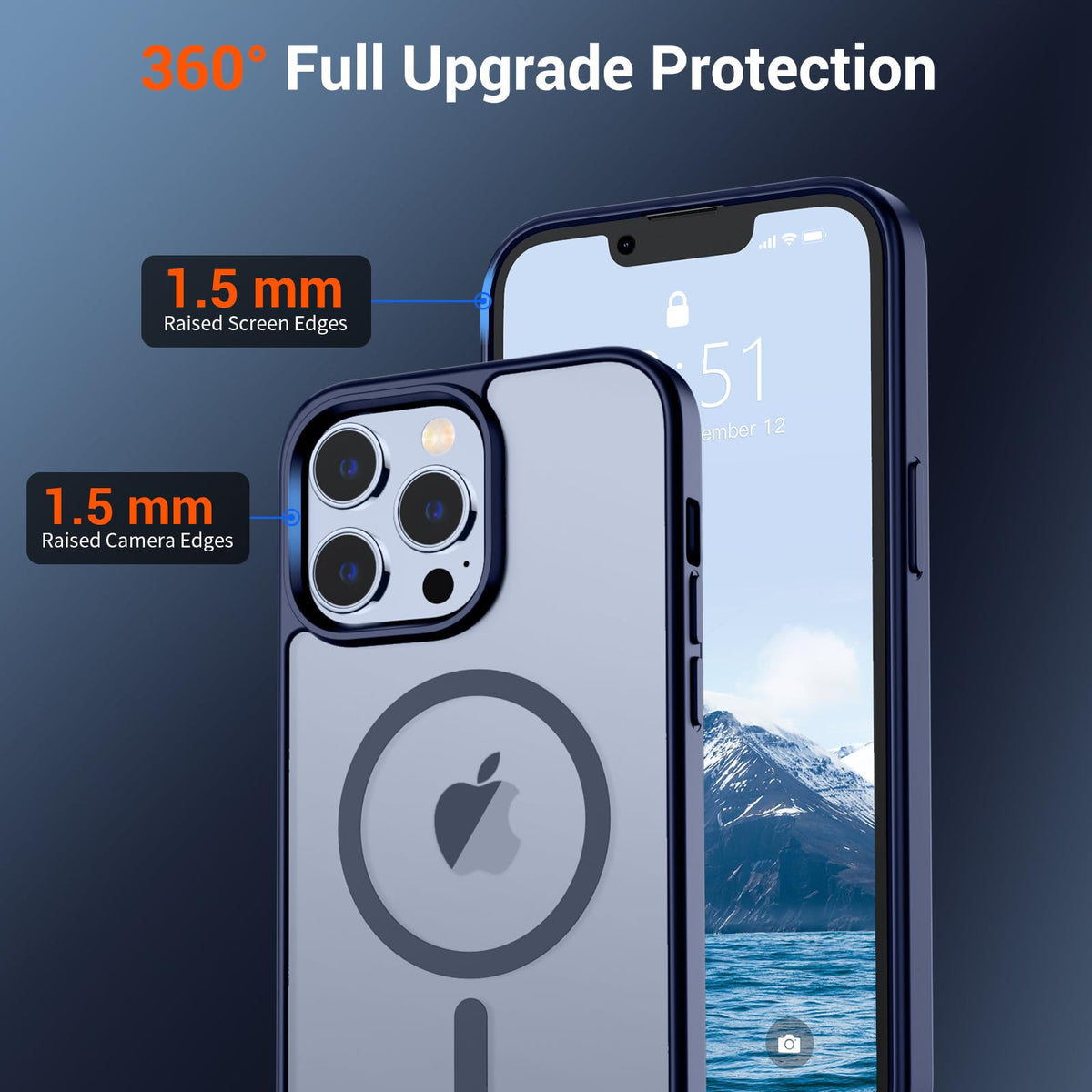 Magnetic iPhone 13 Pro Max Case Navy Blue H2071