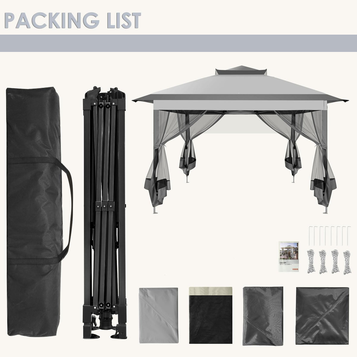 11x11 Pop Up Gazebo Canopy Tent with Mosquito Net F41495