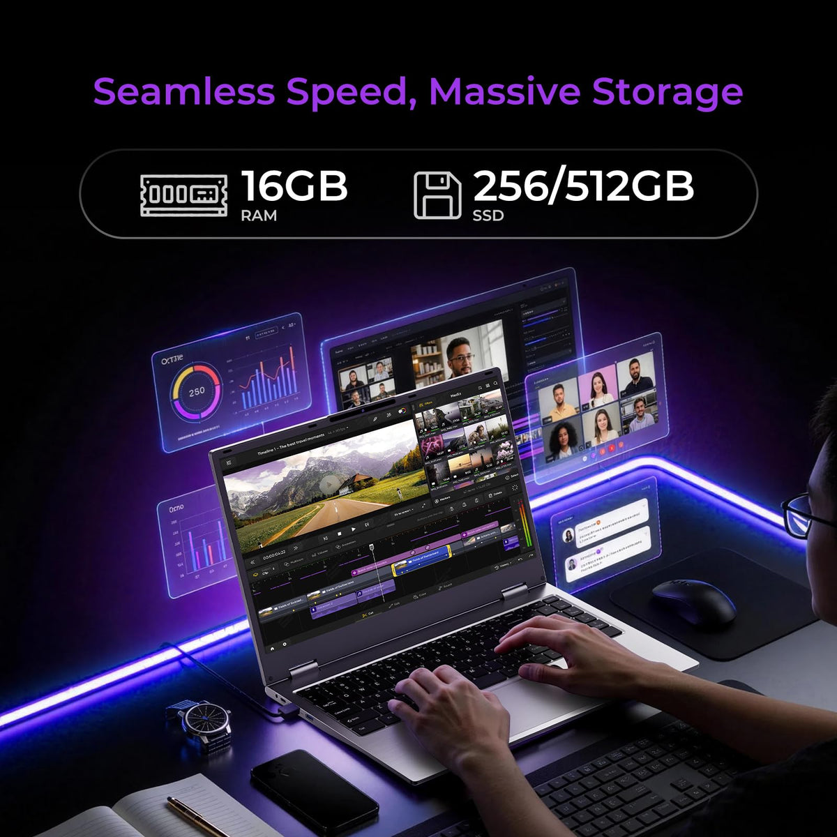 15.6" 2-in-1 Touchscreen Laptop Computer, 16GB RAM 256GB SSD J250