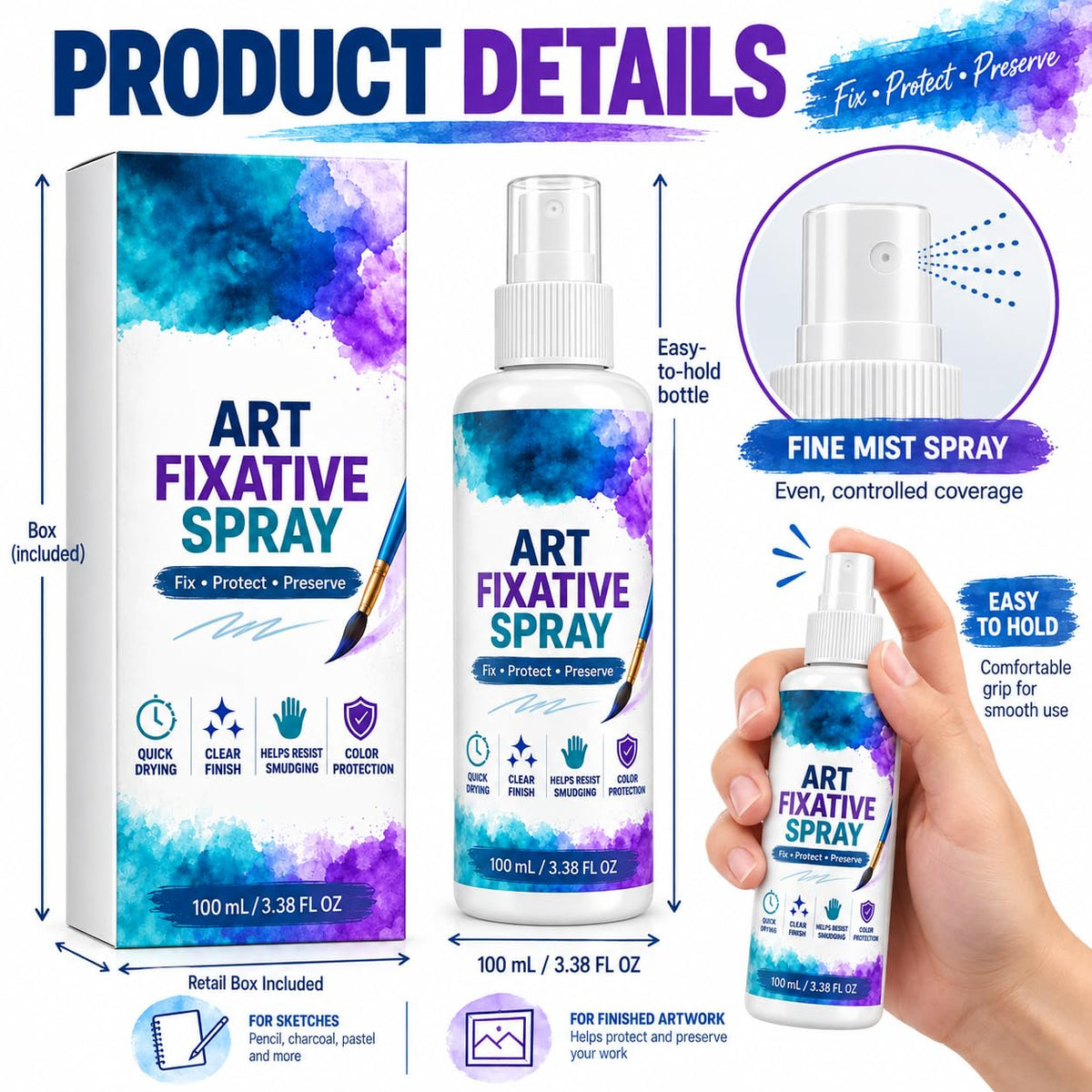Art Fixative Spray for Pencil & Mixed Media, 4 Pack X256707