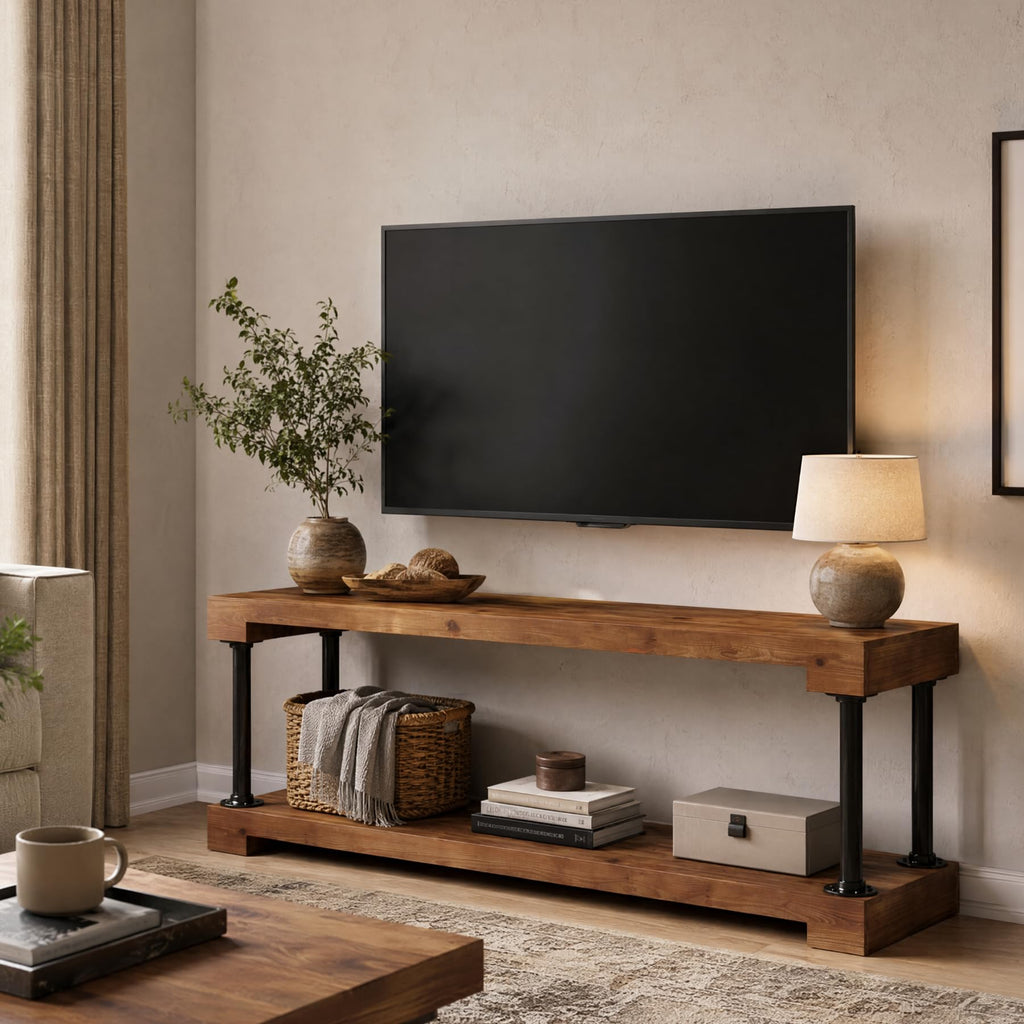 Solid Wood TV Stand for 75-Inch TV F18455