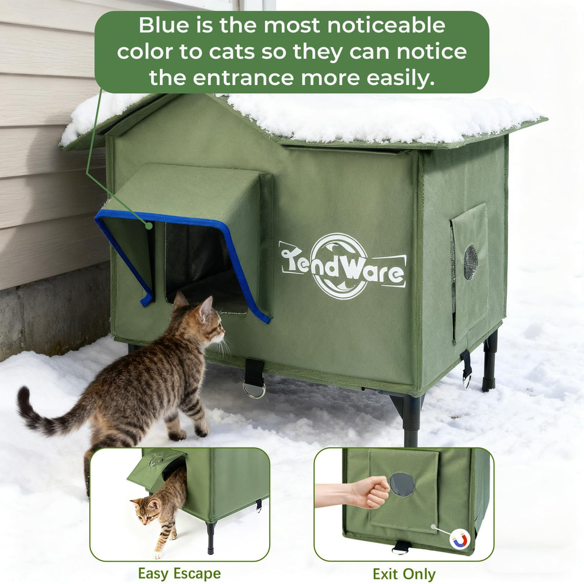 Heated Outdoor Cat House with Elevated Base W845775