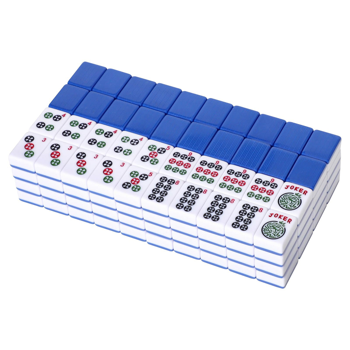 166 Blue Mahjong Tile Set with Bag and 4 All-in-One Rack/Pushers W376