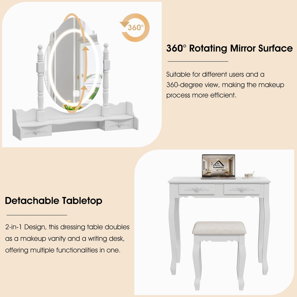 Vanity Desk with Mirror and Lights O63903