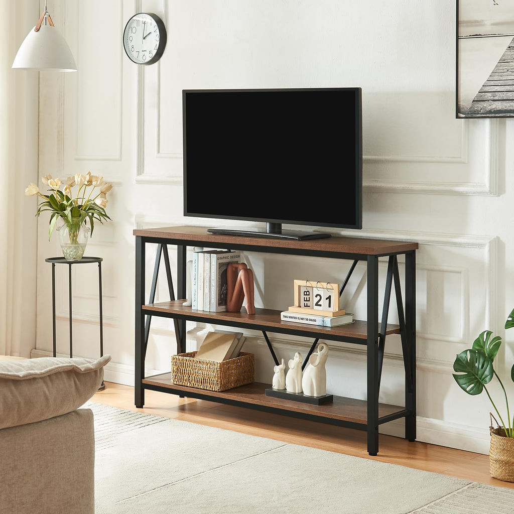 Brown 3 Tier Console Table with Open Shelves L634