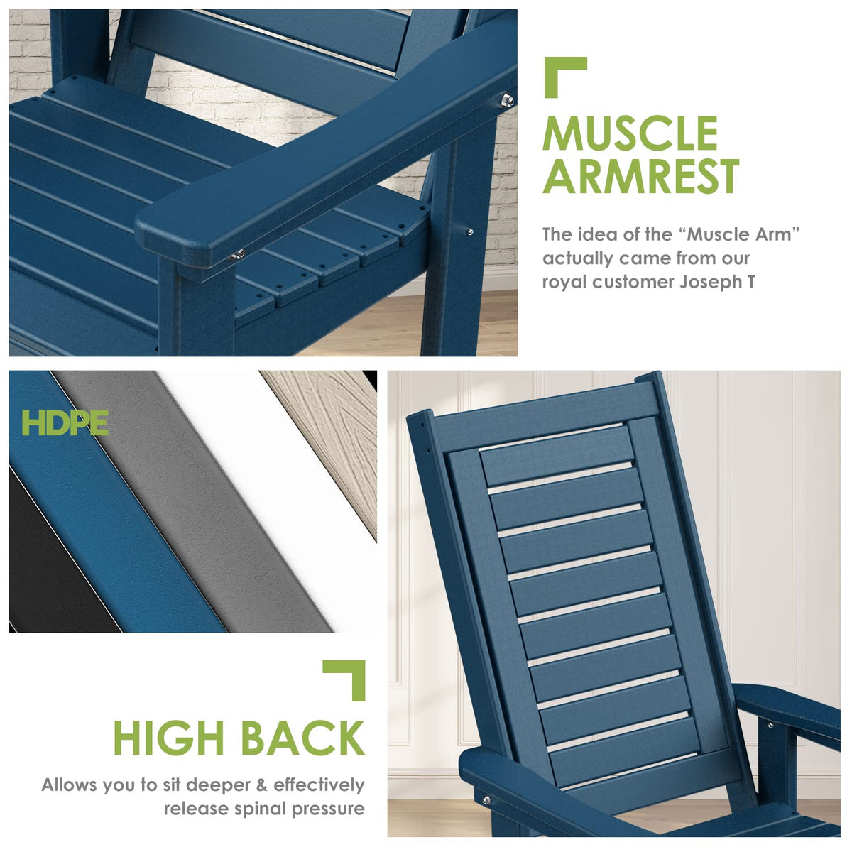 Oversized Outdoor Rocking Chairs Set of 2 Blue V17421