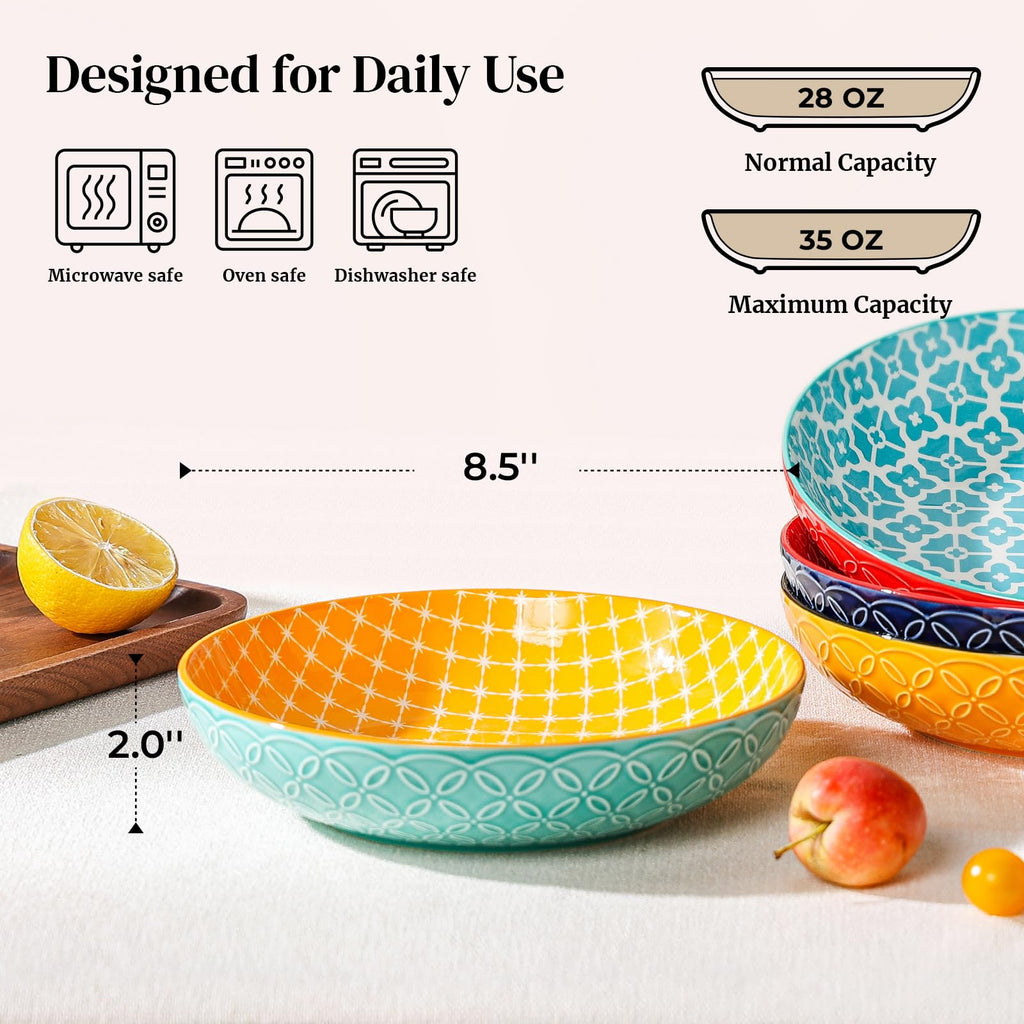 16 OZ Cereal Bowls Set of 4 and 8.5" Serving Bowls Set of 4 W454075