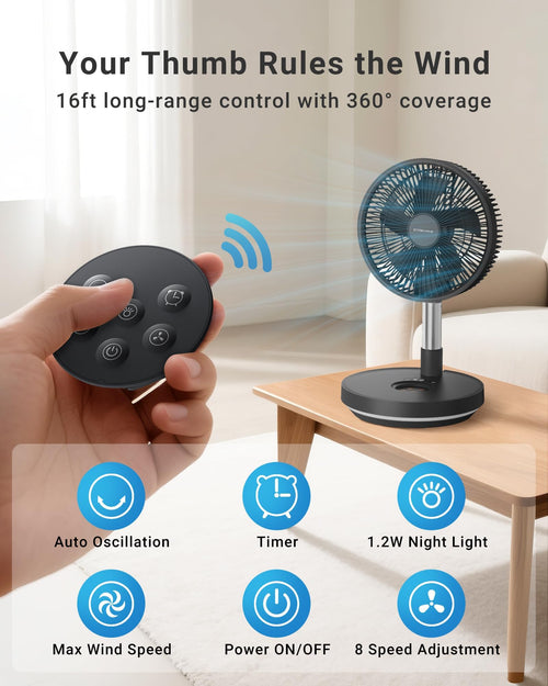 10" Portable Oscillating Fan with 10000mAh Rechargeable Battery S4285