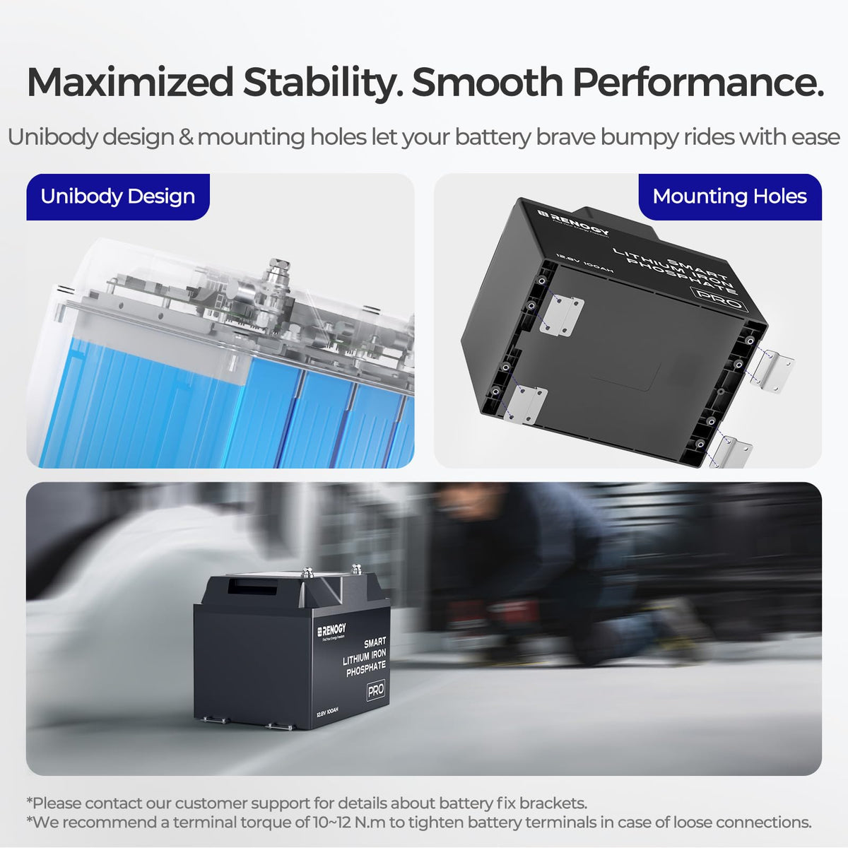 12V 100Ah Bluetooth Self-Heating Lithium LiFePO4 Deep Cycle Battery I95992