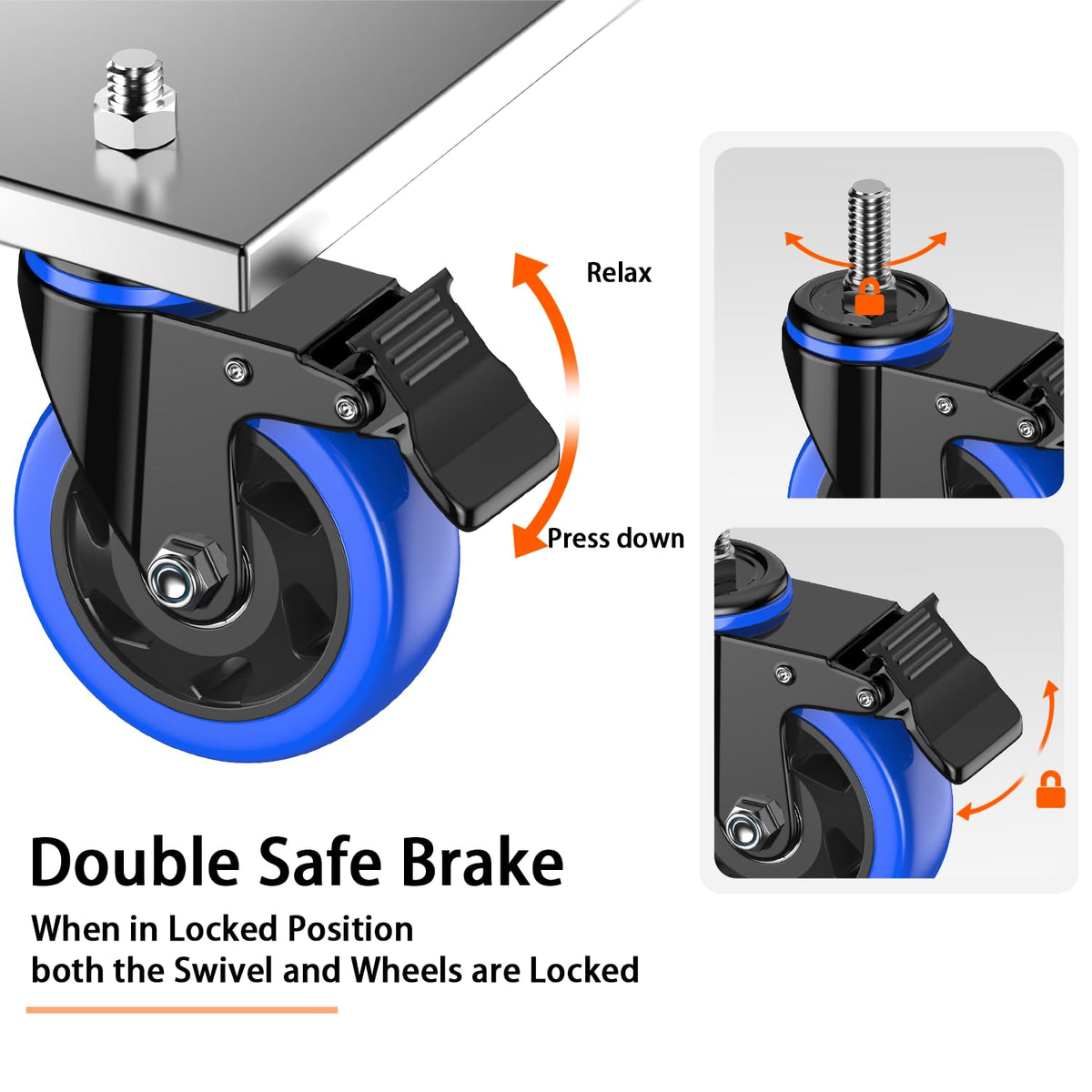 4 Inch Heavy Duty Threaded Stem Caster Set of 4 Q430