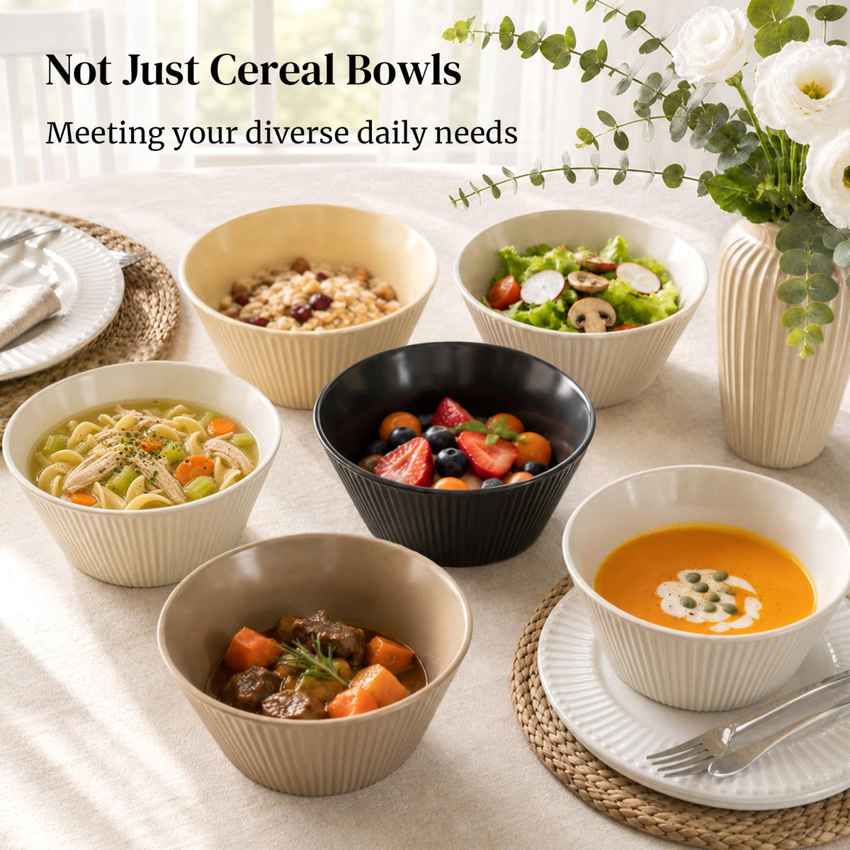 16 OZ Cereal Bowls Set of 4 and 8.5" Serving Bowls Set of 4 W454075