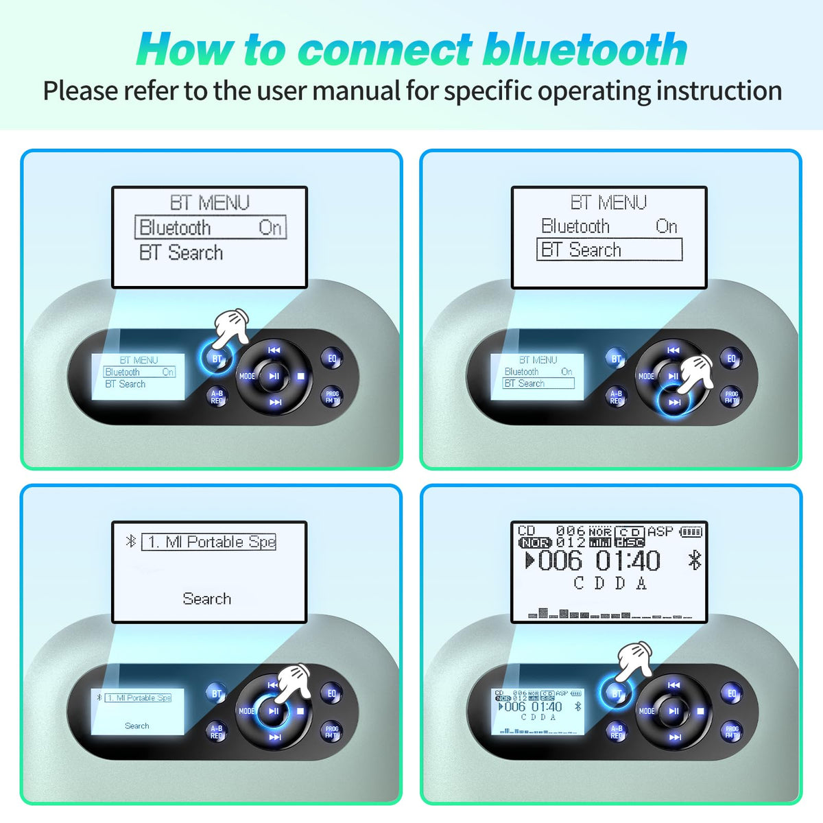 Portable CD Player with Bluetooth T621783