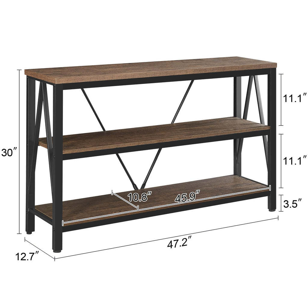 Brown 3 Tier Console Table with Open Shelves L634