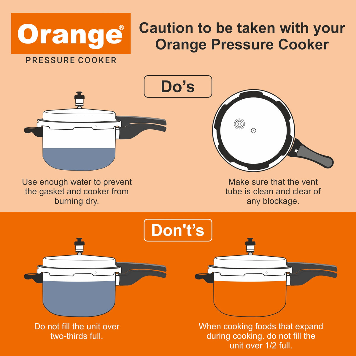 Orange Triply Stainless Steel Pressure Cooker Combo Set 2&3 Litre 2 Pc B52506