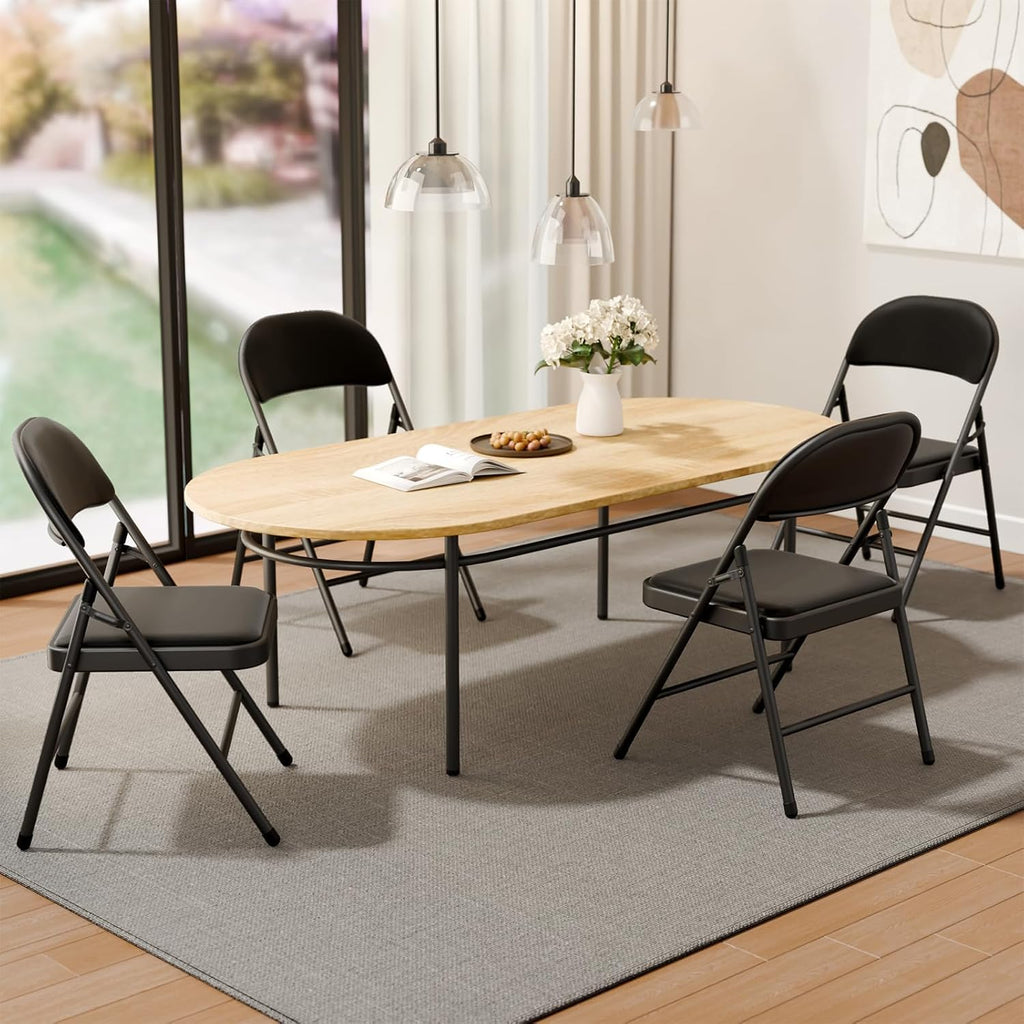 Black Folding Chairs with Padded Cushion, 10 Pack G630