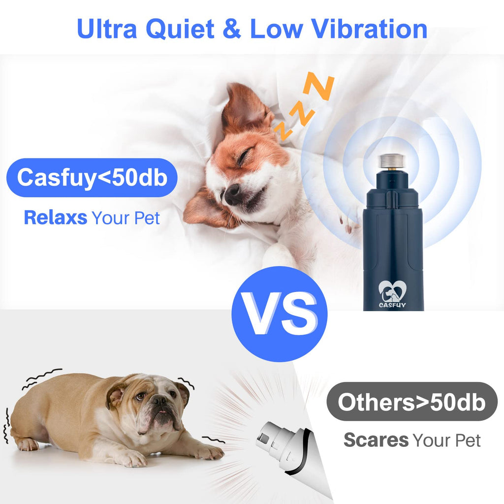 Dog Nail Grinder with LED Light 2-Speed Electric Pet Nail Trimmer Dark Blue V74521