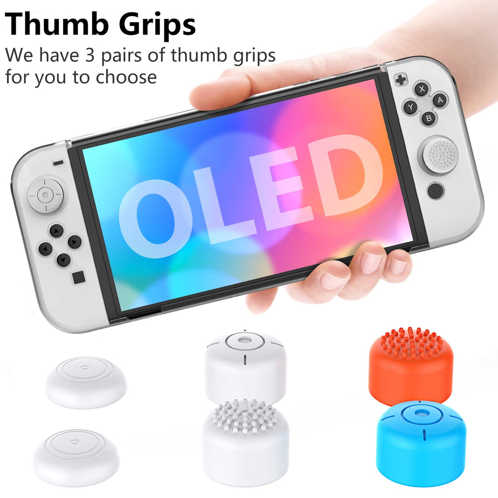 Switch OLED Dockable Hard PC Case with Thumb Stick Caps M12853