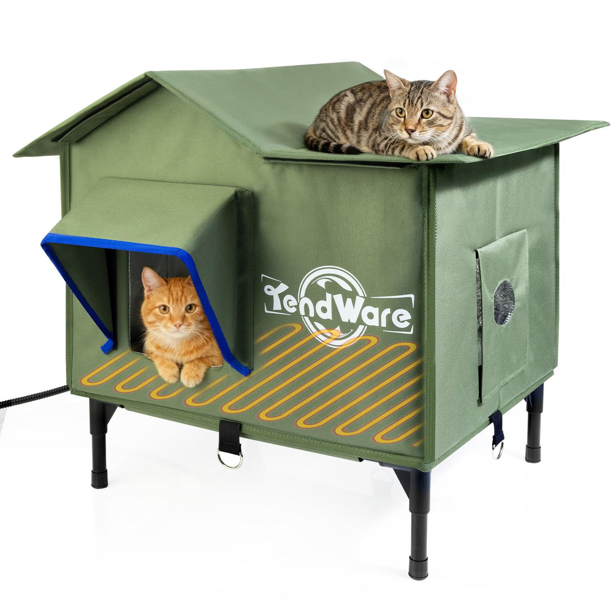 Heated Outdoor Cat House with Elevated Base W845775