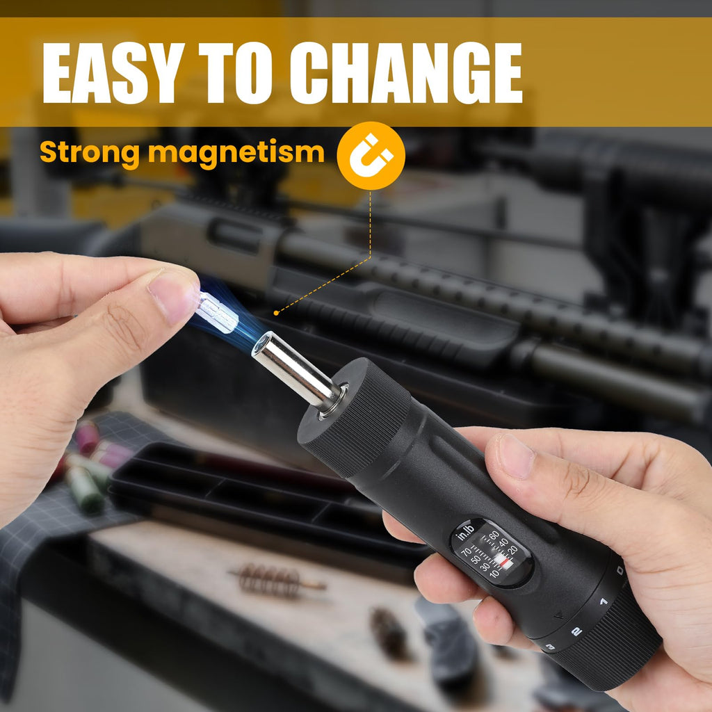 Torque Screwdriver with 12 Pieces Interchangeable Bits 1/4" Drive Black P93173