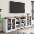 White TV Stand with Storage Cabinet and 3-Tier Open Shelves F61518