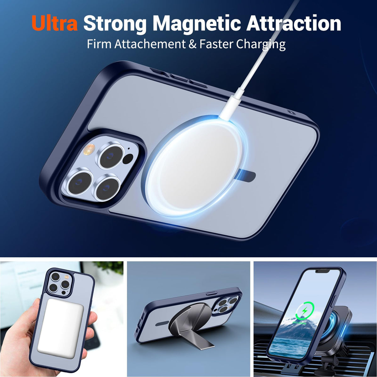 Magnetic iPhone 13 Pro Max Case Navy Blue H2071