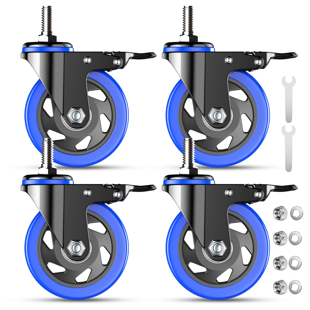 4 Inch Heavy Duty Threaded Stem Caster Set of 4 Q430