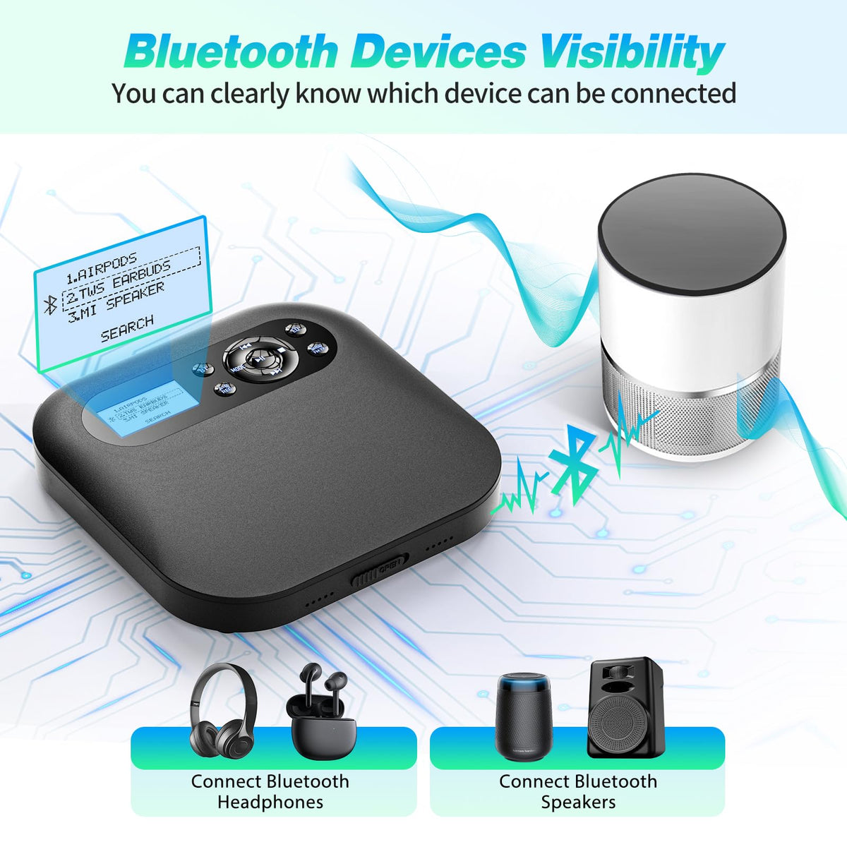 Portable CD Player with Bluetooth T621783