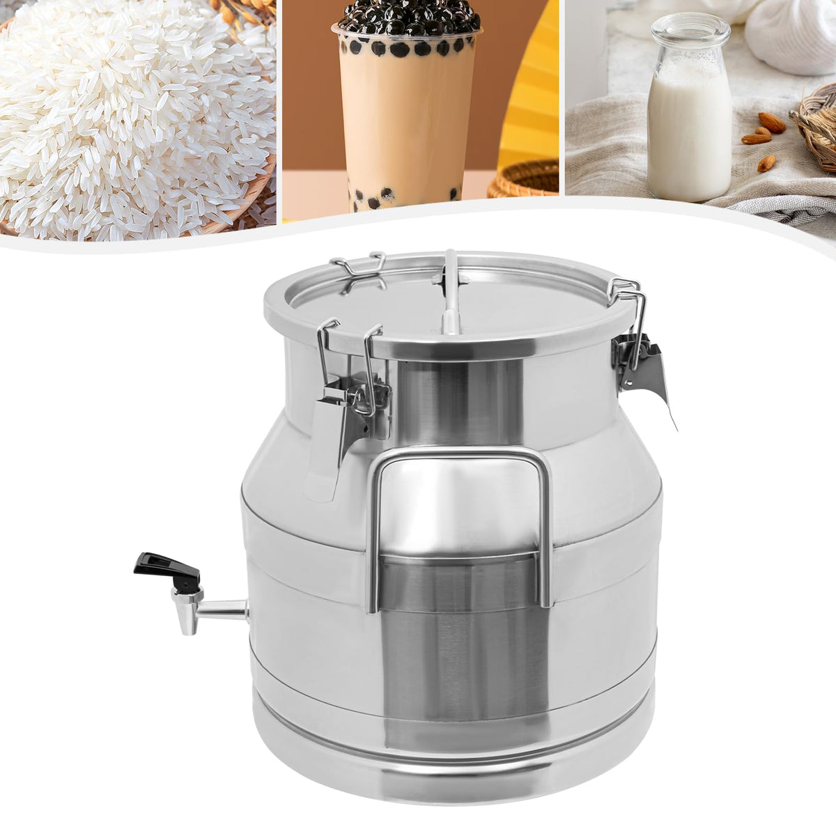 Stainless Steel Milk Can with Faucet, 20L Silicone Sealed Lid R21519