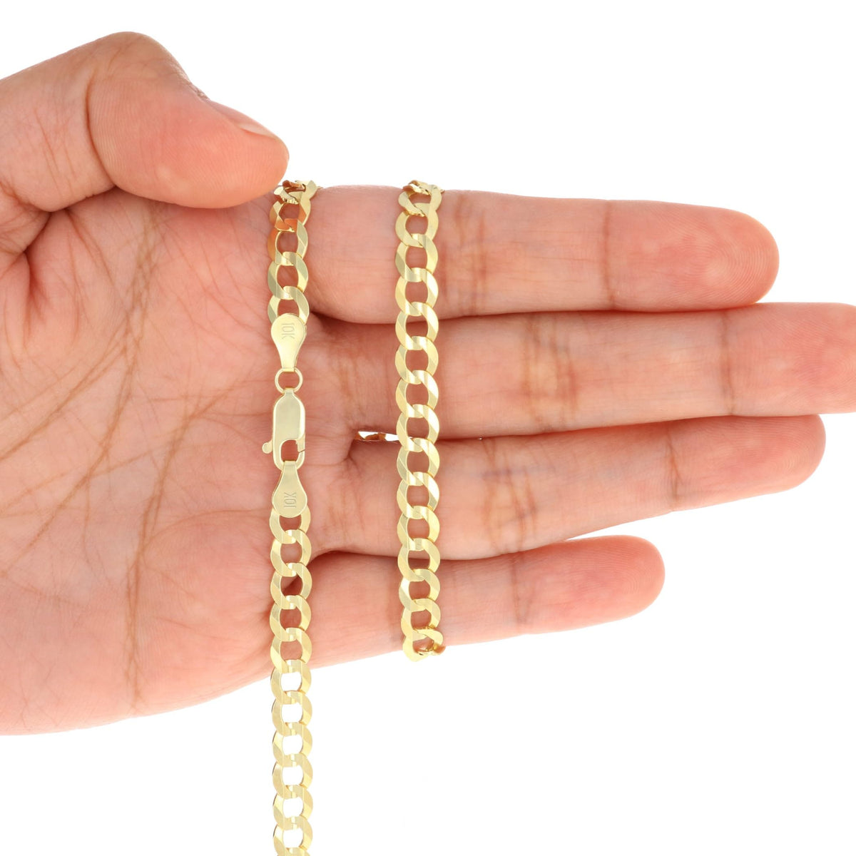 10K Yellow Gold Cuban Curb Link Chain Necklace C808