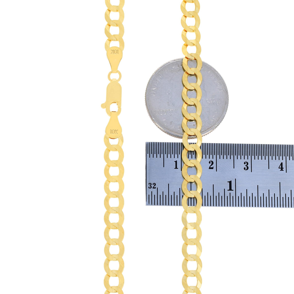 10K Yellow Gold Cuban Curb Link Chain Necklace C808