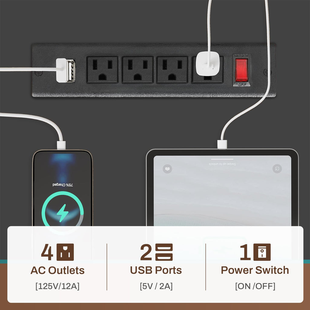 L Shaped Gaming Desk with Power Outlets & LED Strip T78392