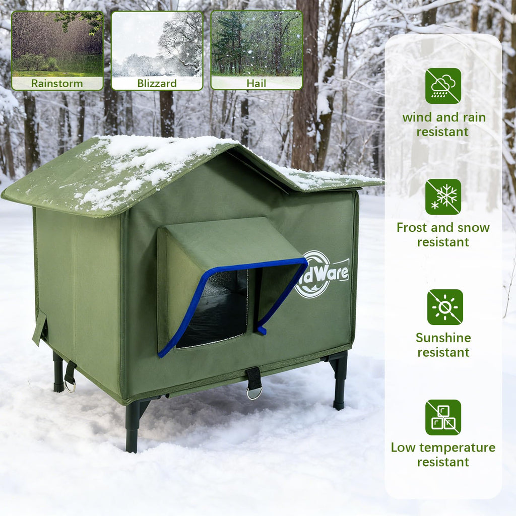 Heated Outdoor Cat House with Elevated Base W845775