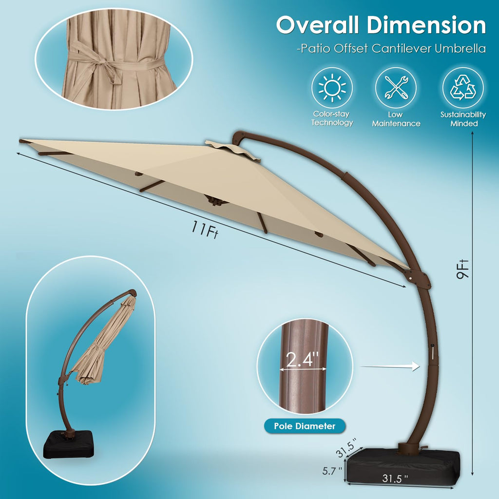 11-FT Patio Offset Cantilever Umbrella with Base N31245
