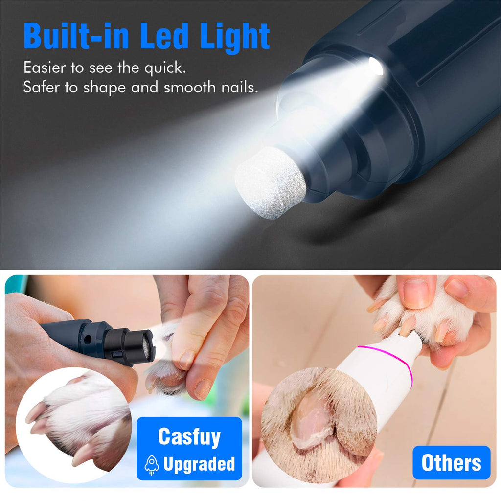 Dog Nail Grinder with LED Light 2-Speed Electric Pet Nail Trimmer Dark Blue V74521