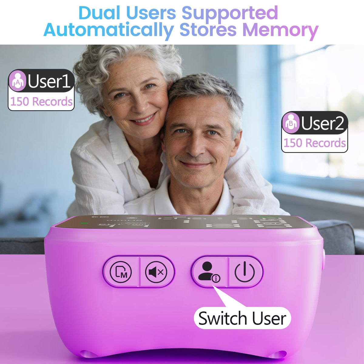 Portable Wrist Blood Pressure Monitor Purple C785728