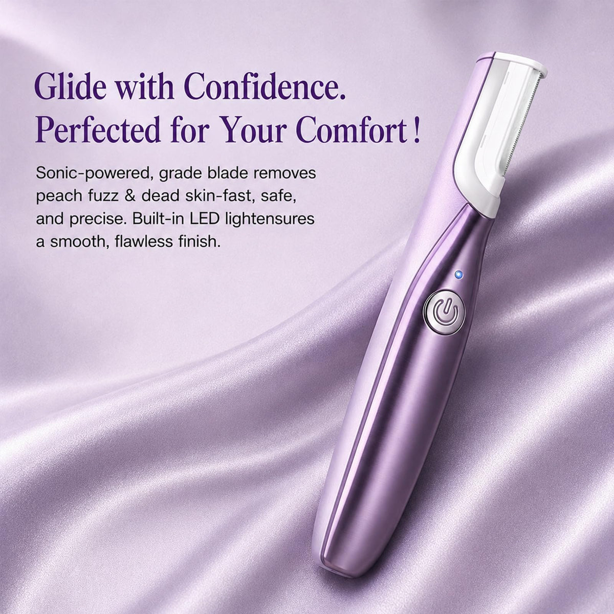 Sonic Dermaplaning Tool with LED Light, Rechargeable Facial Hair Remover M96397