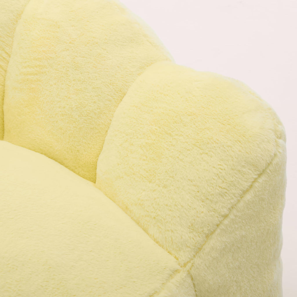 Large Yellow Faux Fur Bean Bag Chair N482595