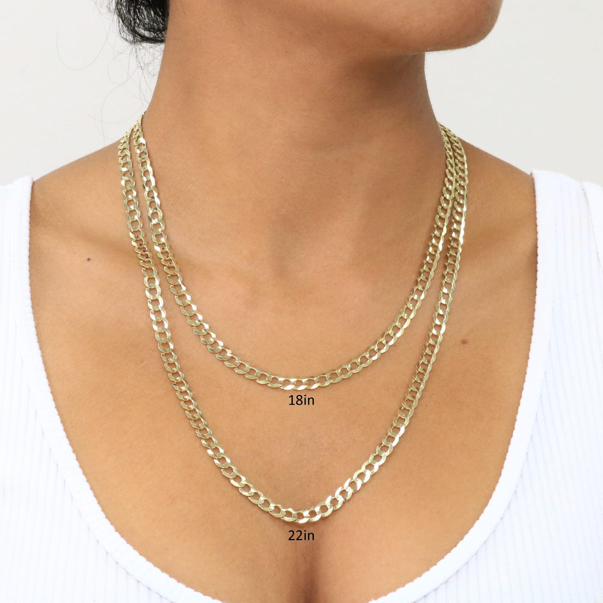 10K Yellow Gold Cuban Curb Link Chain Necklace C808
