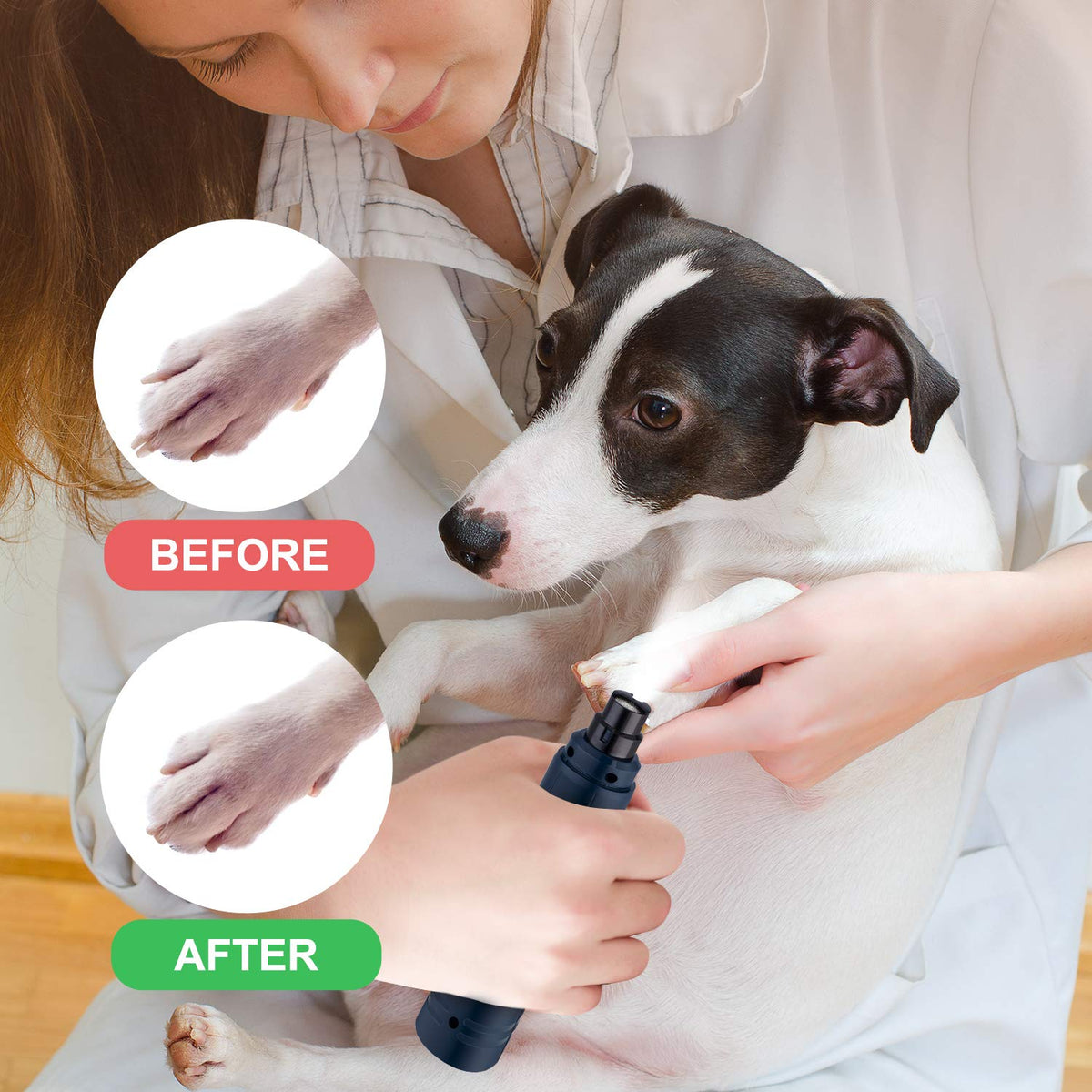 Dog Nail Grinder with LED Light 2-Speed Electric Pet Nail Trimmer Dark Blue V74521
