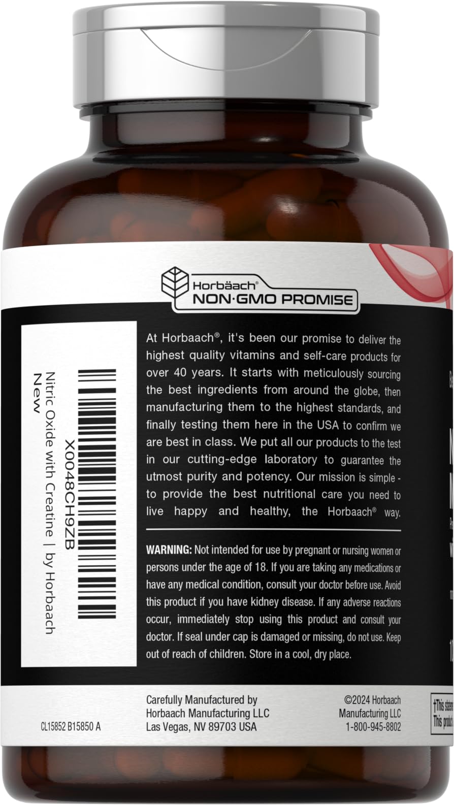 Nitric Oxide Supplement with Creatine Monohydrate 100 Capsules S769242
