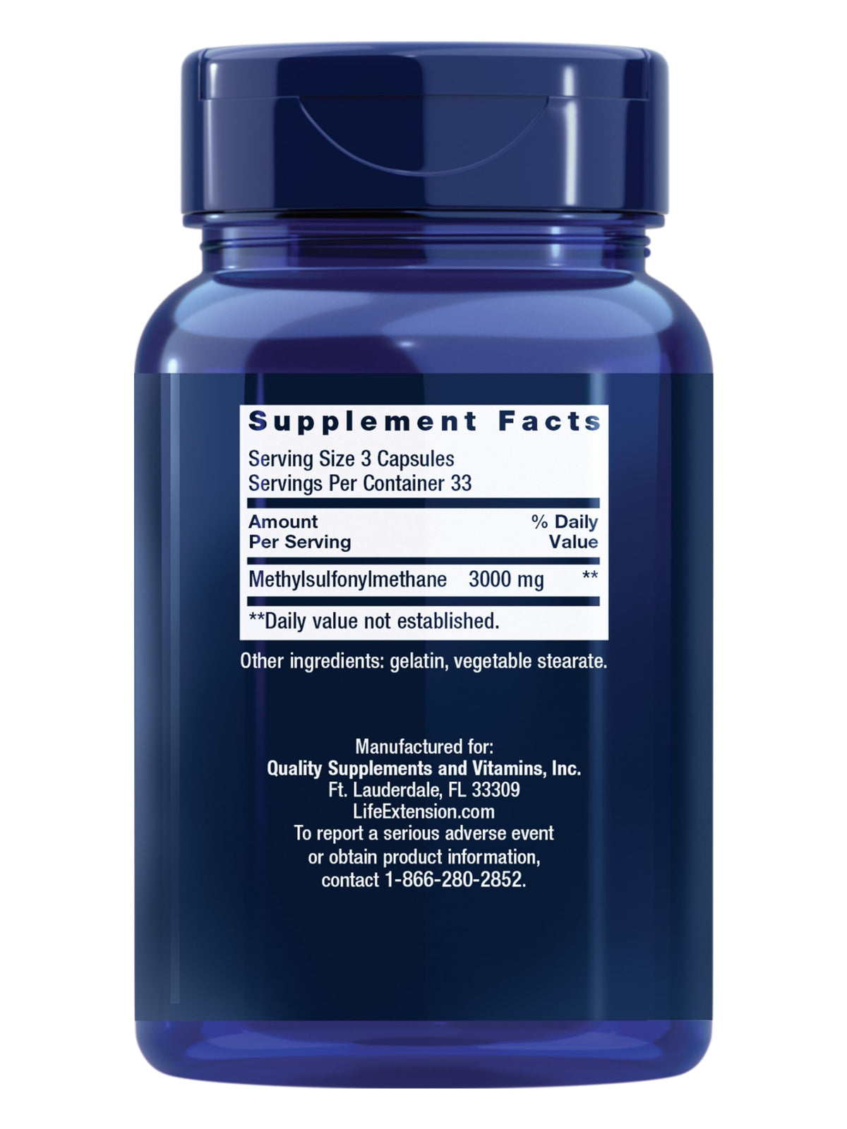 MSM 1000 mg 100 Capsules H71872