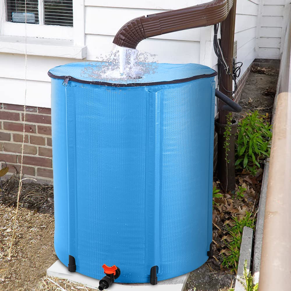 50 Gallon Collapsible Rain Barrel with Filter Spigot Overflow Kit A429