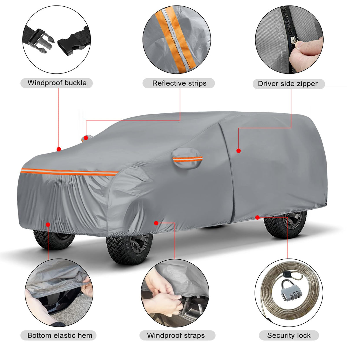 Waterproof Truck Cover for CrewCab 5.5/5.7/5.8 ft with Camper Shell Topper O474272