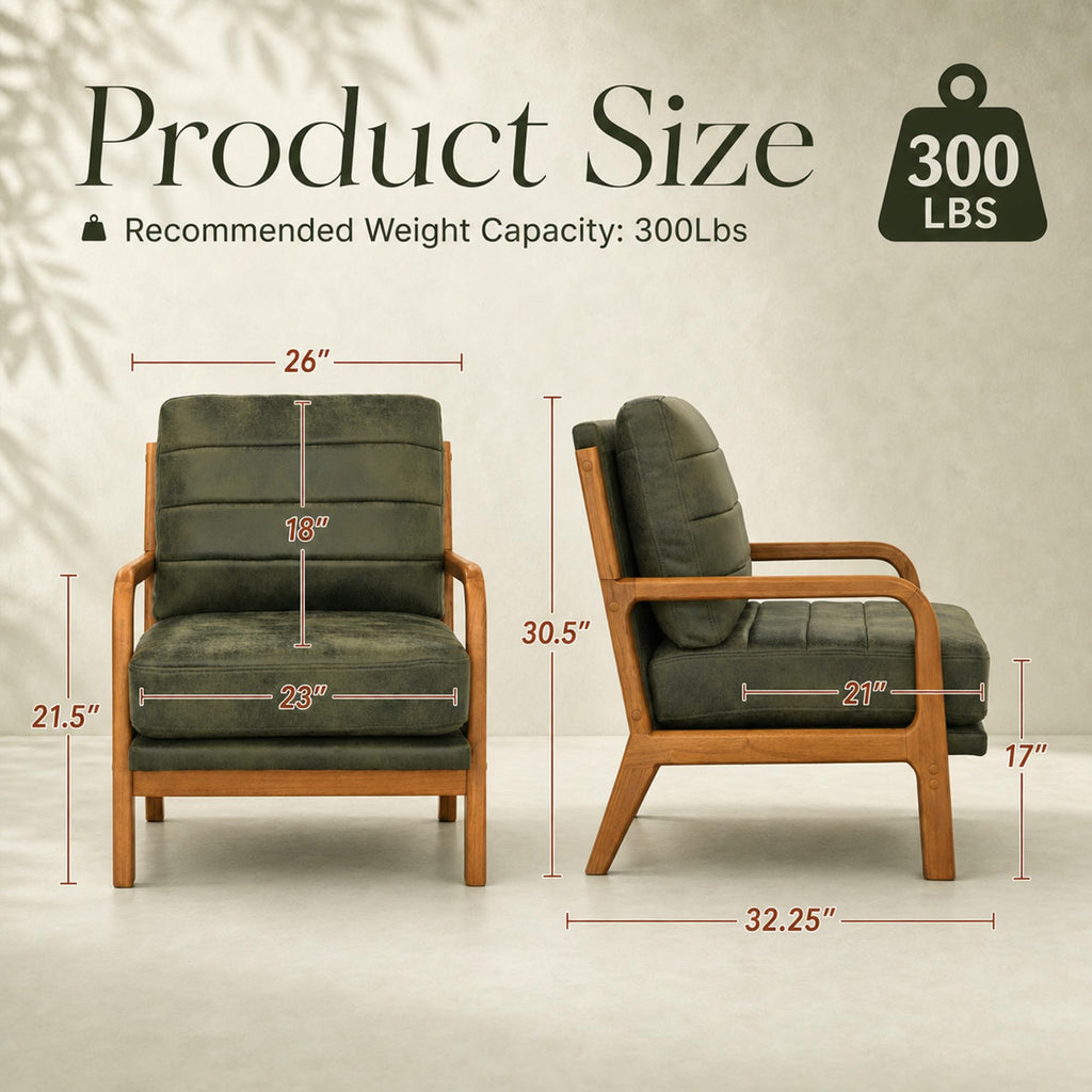 Mid-Century Modern Accent Chair Set of 2 Green P300
