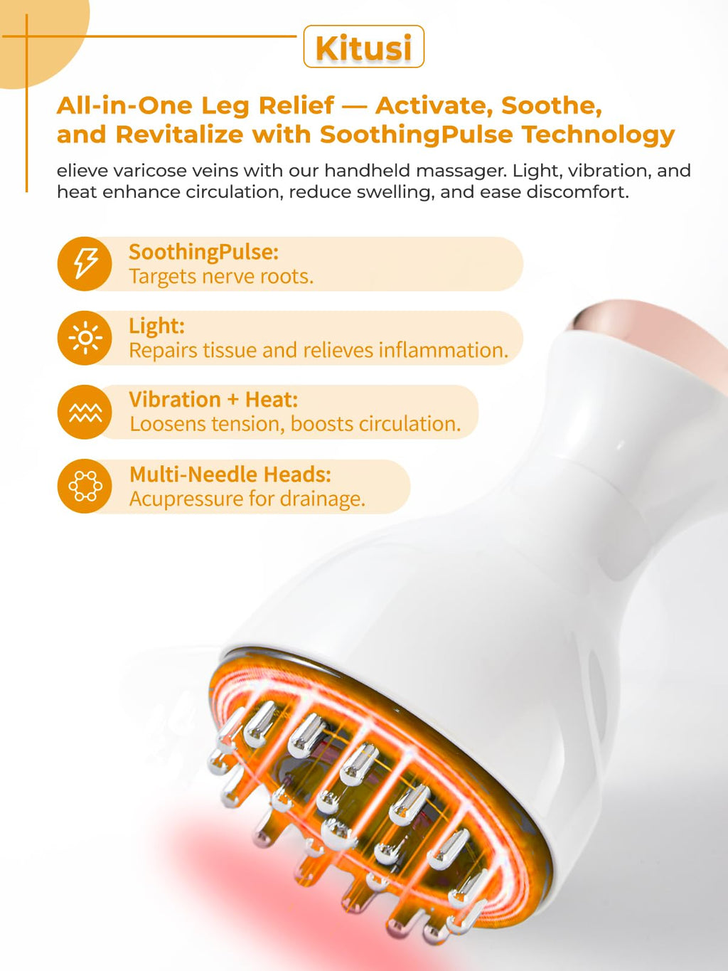 White Calf, Foot & Knee Massager with Heat, Light & Vibration Y933